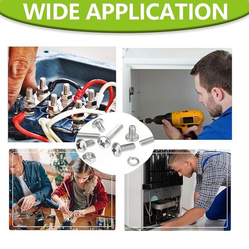 351 قطعة #6-32#8-32#10-24 مجموعة متنوعة من صواميل ومسامير الماكينة، رأس مقلاة فيليبس متنوعة 304 مسامير من الفولاذ المقاوم للصدأ، صواميل وغسالات مسطحة مع حافظة in Kuwait