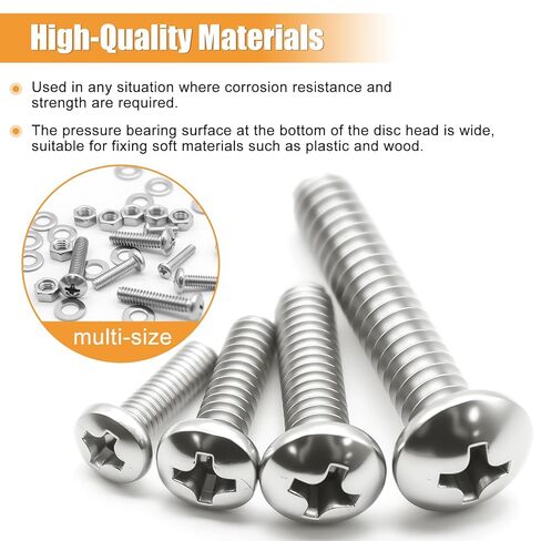 مجموعة متنوعة من صواميل ومسامير الماكينة 408 قطعة من mankk (# 6-32/# 8-32/#10-24 & M3/M4/M5) SAE & Metric 304 من الفولاذ المقاوم للصدأ فيليبس براغي رأس دائرية مشقوقة متقاطعة in Kuwait