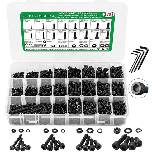 مجموعة متنوعة من البراغي المترية 860 قطعة، براغي آلة M2 M3 M4 M5 مع قفل وغسالات مسطحة، 12.9 درجة من سبائك الصلب، مجموعة متنوعة من صواميل ومسامير غطاء رأس مقبس سداسي متري مع 4 مفاتيح ربط in Kuwait