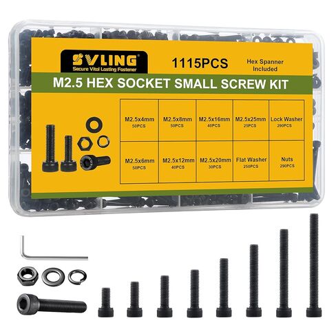 810Pcs M3 Screws Assortment Kit,Hex Socket Head Cap Screws Bolts Nuts Washer Set,12.9 Grade Alloy Steel,Black Oxide M3 x 6/8/10/12/16/20/25/30mm,for 3D Printer,DIY Project in Kuwait
