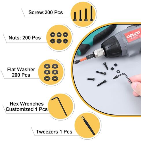 مجموعة متنوعة من 600 قطعة من براغي M3، سبائك فولاذية سوداء M3x 6/8/10/12/16/20/25/30 مم مع صواميل ومسامير وغسالات من سبائك الصلب 12.9 - مجموعة متنوعة من براغي رأس المقبس السداسي in Kuwait