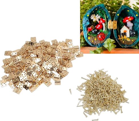 200 Pcs Mini Brass Hinges, Miniature Butt Hinges with 800 Screws for Jewelry Box Wooden Crafts in Saudi Arabia