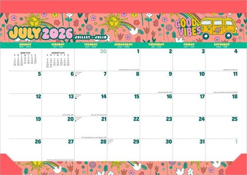 Busy Bees | 2026 14 x 10 Inch 18 Months Monthly Desk Pad Calendar | July 2025 - December 2026 | Plato | Planning Stationery in Kuwait