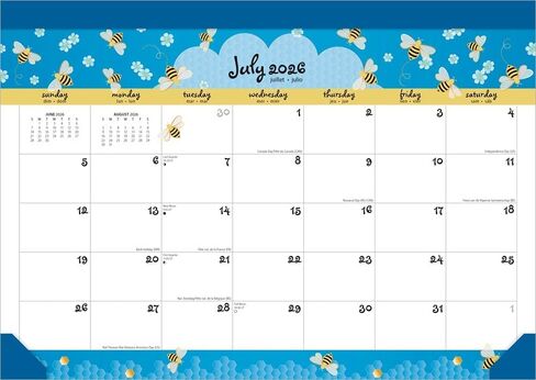 Busy Bees | 2026 14 x 10 Inch 18 Months Monthly Desk Pad Calendar | July 2025 - December 2026 | Plato | Planning Stationery in Kuwait