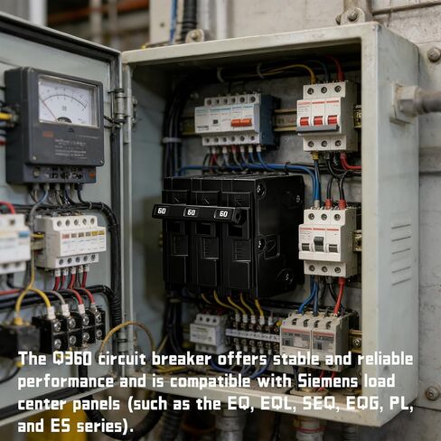 Q360 Circuit Breaker, 3 Pole 60-Amp, 120/240v, Fit for Siemens Type EQ, EQL, SEQ, EQG, PL and ES Series loadcentres.Plug-in Standard Circuit Breaker,Thermal Magnetic Protection. in Kuwait
