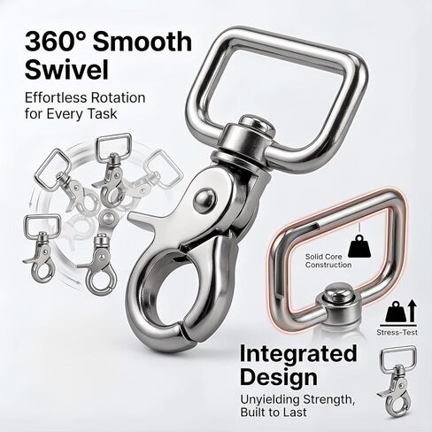 Metal Swivel Snap Hooks,12 Pack, Trigger Snap Hooks, Heavy Duty Trigger Snaps Spring Hook, Rotates 360°,Nickel Plated Eye Closure Spring Hook, Keychains & Crafts in Kuwait
