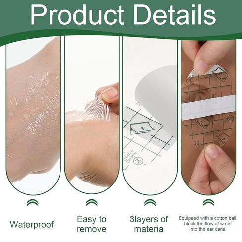 100 Pcs Clear Waterproof Ear Stickers, Disposable Ear Protectors, Covers for Swimming, 2.1x3.2 Inches for Bathing Swimming Shower Surfing Snorkeling and More in Kuwait