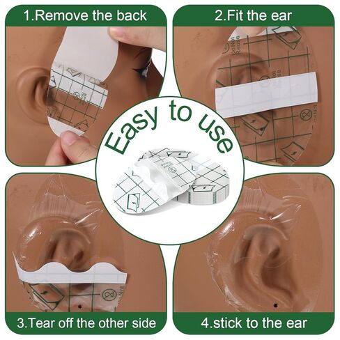 100 Pcs Clear Waterproof Ear Stickers, Disposable Ear Protectors, Covers for Swimming, 2.1x3.2 Inches for Bathing Swimming Shower Surfing Snorkeling and More in Kuwait