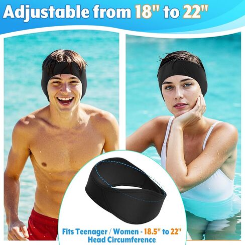 2 Pcs Swimming Headband Ear Protection Swim Ear Band Earplugs Secure for Swimmer Adult Teenager, Protective Headband for Surfing Diving Bath Shower Pool Beach, Holds Earplugs & Keep Water Out in Kuwait