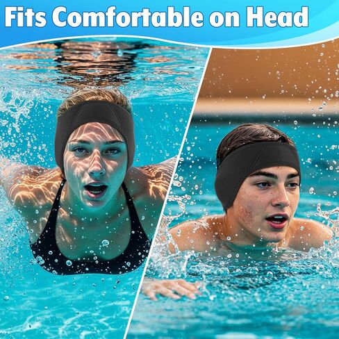 2 Pcs Swimming Headband Ear Protection Swim Ear Band Earplugs Secure for Swimmer Adult Teenager, Protective Headband for Surfing Diving Bath Shower Pool Beach, Holds Earplugs & Keep Water Out in Kuwait