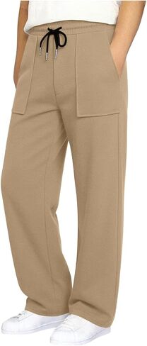 Boys Baggy Sweatpants with Pockets Straight Wide Leg Open Bottom Elastic Waisted Workout Athletic Joggers Sweat Pants in Saudi Arabia