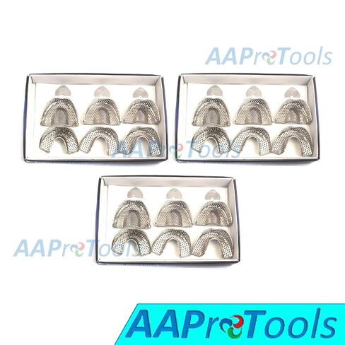 Set of 3 Dental Impression Trays Baby Set of 6 PCS PEFORATED Dental Instruments A+ Quality in Saudi Arabia