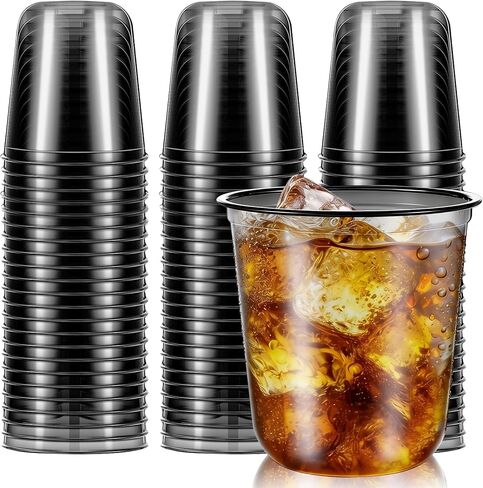 50 Pcs 16oz Disposable Stemless Glasses Crystal Plastic Wine Glasses Clear Classic Pet Cup for Meeting Weddings Birthdays Cocktail Christmas Party Supplies(Pink) in Kuwait