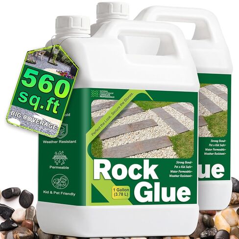 Teexpert Rock Glue for Landscaping: 2 Gallon Pea Gravel Glue Landcape Adhesive Stone Binder for Driveways Edge, Outdoor Garden, Patio, Yard & Walkway — Strong Adhesion, 560 sq ft Large Coverage in Kuwait