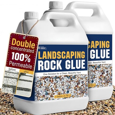 Teexpert Rock Glue for Landscaping: 1 Gallon Double Concentrated Strong Gravel Binder Permeable Stone Adhesive Fast-Dry for Pea, Long-Lasting Rocks Stabilizer for Landscape Outdoor Yards Garden Patio in Kuwait