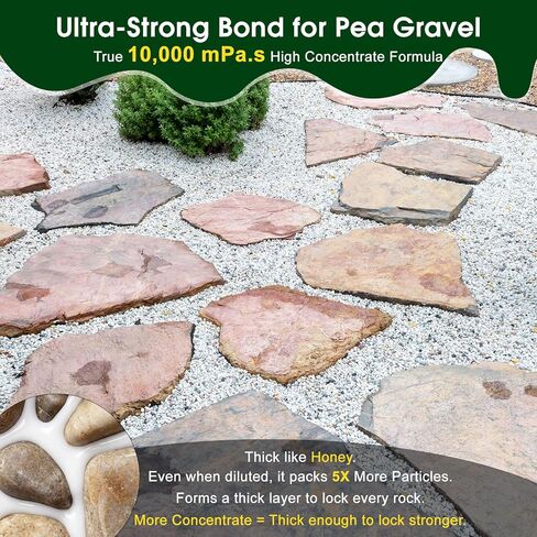 Teexpert Rock Glue for Landscaping with Sprayer – 1 Gallon, 10000 mPa·s High Viscosity Gravel Glue, Strong Bond for Pea Gravel, River Rock & Stone, Perfect for Walkways, Patios & Driveway Borders in Kuwait