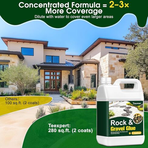 Teexpert Rock Glue for Landscaping with Sprayer – 1 Gallon, 10000 mPa·s High Viscosity Gravel Glue, Strong Bond for Pea Gravel, River Rock & Stone, Perfect for Walkways, Patios & Driveway Borders in Kuwait