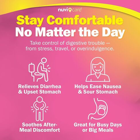 تخفيف اضطراب المعدة - دواء البزموت المضاد للإسهال - دواء ارتجاع الحمض للغثيان وحرقة المعدة وتخفيف عسر الهضم - كبسولات سائلة عامة (30 عددًا) in Kuwait