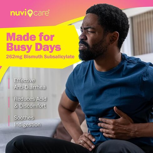 تخفيف اضطراب المعدة - دواء البزموت المضاد للإسهال - دواء ارتجاع الحمض للغثيان وحرقة المعدة وتخفيف عسر الهضم - كبسولات سائلة عامة (30 عددًا) in Kuwait