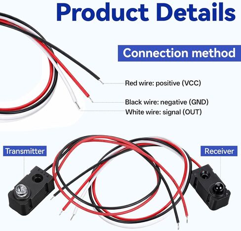 IR Break Beam Sensor 5mm IR Sensor LEDs Counting Module Split Through-Beam Photoelectric Switch for Apply Relay, Cable Length 30cm/11.8inch in Saudi Arabia