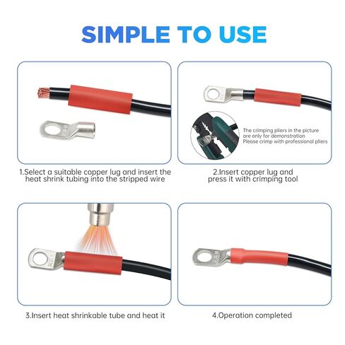 80 قطعة من عروات الأسلاك النحاسية كابل البطارية ينتهي تشكيلة AWG 2 4 6 8 10 12 موصلات الأسلاك المقياس مع أنابيب الانكماش الحراري 3:1 YY016 in Kuwait