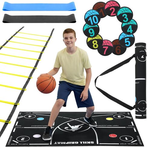 15 Pcs Portable Basketball Training Equipment Footwork Training Mat Agility Drill Mat Non-slip Basketball Practice Aids for All Levels to Improve Speed, Strength Coordination in Saudi Arabia