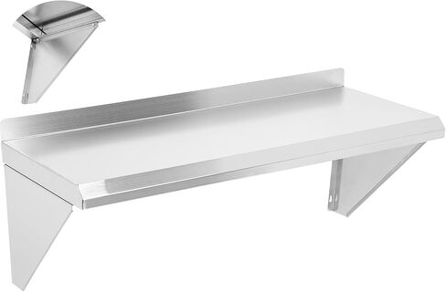 Stainless Steel Shelf 12" x 24", 210LBS Wall Mounted Commercial Stainless Steel Shelving, Stable Stainless Wall Shelf for Kitchen, Bar, Restaurant and Garage in Kuwait