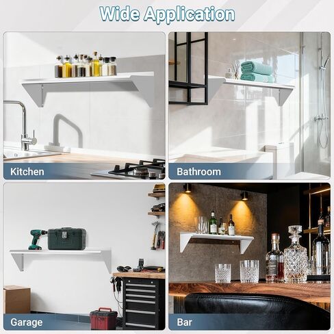 Stainless Steel Shelf 12" x 24", 210LBS Wall Mounted Commercial Stainless Steel Shelving, Stable Stainless Wall Shelf for Kitchen, Bar, Restaurant and Garage in Kuwait