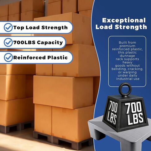 Plastic Dunnage Rack – Heavy-Duty Gray Block Pallet for Basement or Commercial Food Storage, 15.7" x 11.8" x 4.7", 700LBS Load Capacity Plastic Pallets for Dry Floor Organization in Kuwait