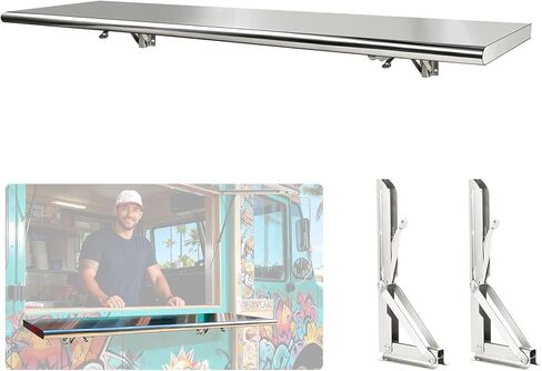 Concession Shelf 50" L x 12''W Folding Shelf Stainless Steel Food Shelf Stand Serving for Concession Serving Window in Kuwait