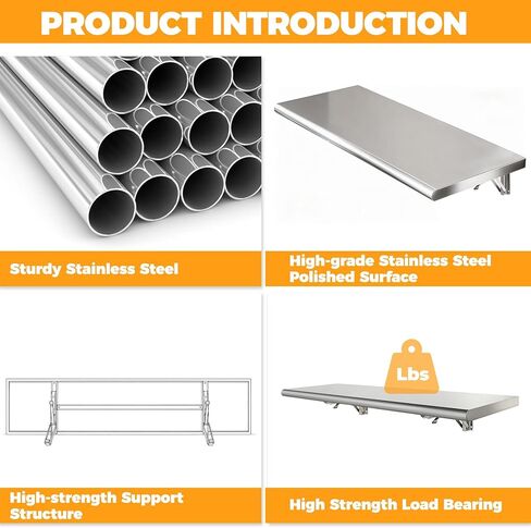 Concession Shelf 50" L x 12''W Folding Shelf Stainless Steel Food Shelf Stand Serving for Concession Serving Window in Kuwait