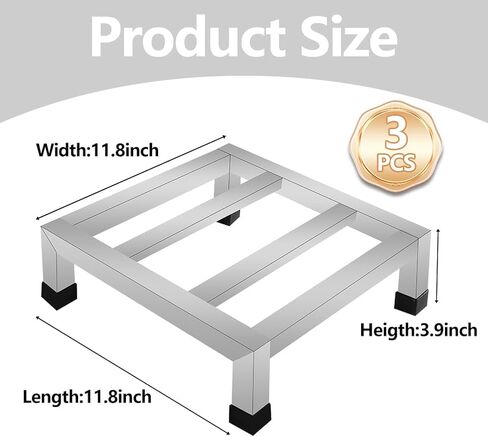 GRETJOB 3-Pack Stainless Steel Dunnage Rack, 11.8" L x 11.8" W x 3.9" H, 1000LB Capacity, No-Assembly Kitchen Floor Racks for Commercial Food Service, Restaurant, Bakery, Shop & Garage Storage in Kuwait