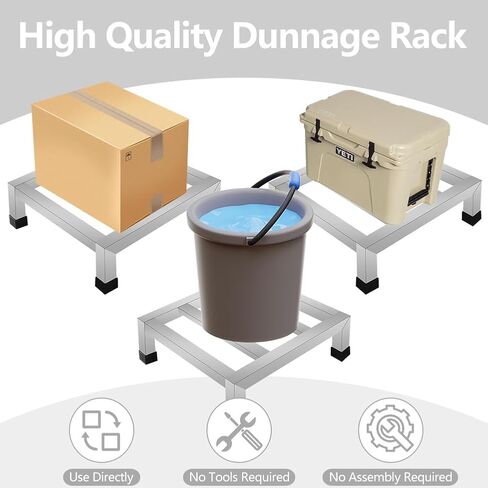 GRETJOB 3-Pack Stainless Steel Dunnage Rack, 11.8" L x 11.8" W x 3.9" H, 1000LB Capacity, No-Assembly Kitchen Floor Racks for Commercial Food Service, Restaurant, Bakery, Shop & Garage Storage in Kuwait