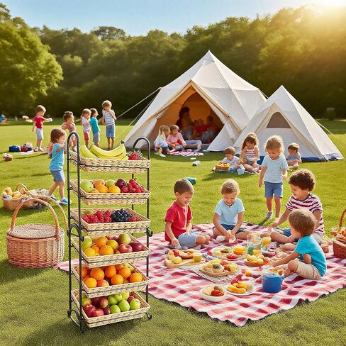 رف عرض حلوى قابل للتكديس مع الروطان | منظم حلوى قابل للتكديس | رف للوجبات الخفيفة متعدد الوظائف ورف للرقائق | حل عرض مثالي للمتاجر (بني، كبير) in Kuwait