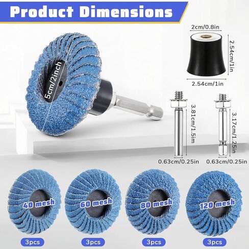 15PCS Die Grinder Sanding Disc 2 Inch Roll Lock Rapid Replacement Sanding Discs Flat Flap Discs with 1/4" Holder, 40 60 80 120Grit for Wood Metal Sand ing, Rust Removal, Grinding and Finishing in Saudi Arabia