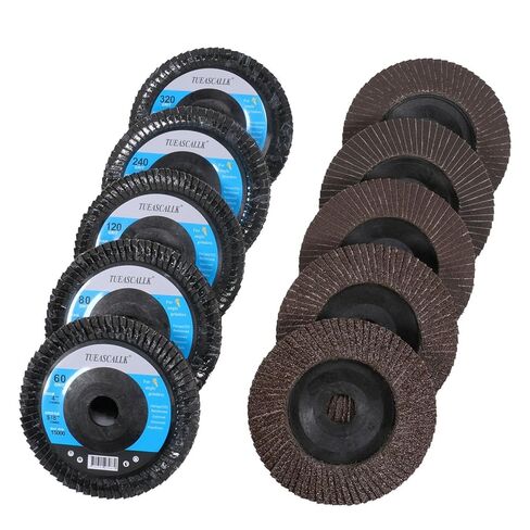 10 عبوات أقراص قلابة 60/80/120/240/320، عجلة طحن مسطحة من النوع المسطح (T27) مقاس 4 بوصة × 5/8 بوصة، قرص صنفرة كاشط من الزركونيوم المكلس المعزز، مناسب لكل من المعدن والخشب in Kuwait