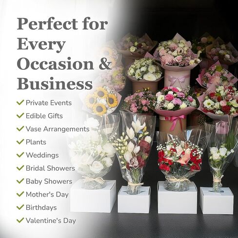 Flower Transportation Box - 25 Pack 6 x 6 x 4.1 Inch, Flower Boxes for Arrangements, Quick Pop & Lock Setup, Made from Recycled Cardboard, Fits 2"-6" Vases in Kuwait