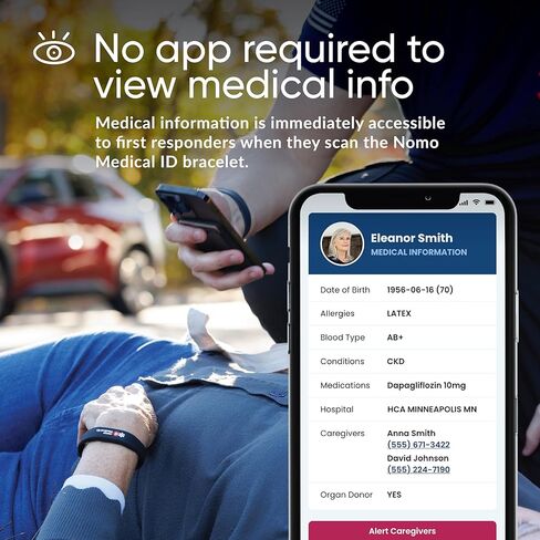 Medical ID Bracelet for Women & Men – NFC Enabled, Water-Resistant, Emergency Medical Info & Location Sharing When Scanned, Easily Update Profile, No Batteries or Subscription Required in Saudi Arabia