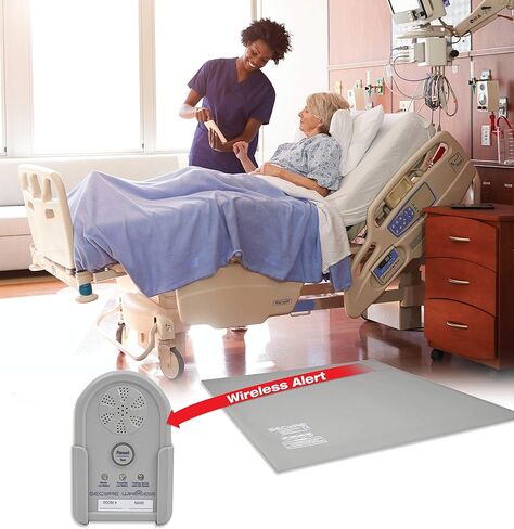 Secure Safety Solutions Bed Alarm for Elderly Adults Fall Prevention - 24x36 Floor Mat Sensor, Cordless Monitor, Power Adapter - No Noise in Room - Caregiver Alert System for Elderly Dementia Patients in Kuwait