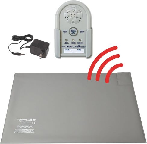 Secure Safety Solutions Bed Alarm for Elderly Adults Fall Prevention - 24x36 Floor Mat Sensor, Cordless Monitor, Power Adapter - No Noise in Room - Caregiver Alert System for Elderly Dementia Patients in Kuwait
