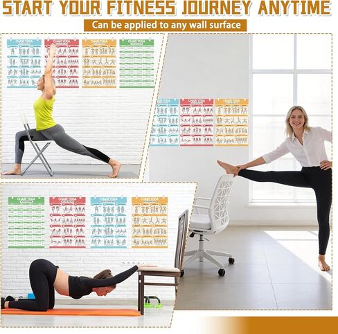 مجموعة ملصقات اليوغا لكبار السن والمبتدئين - 3 أدلة مصورة، 1 تحديات لمدة 28 يومًا، 8 مقاطع مزدوجة الجوانب و1 قلم مسح جاف، مخطط حائط 36 وضعية يتضمن الأوضاع والتعليمات ونصائح التنفس in Kuwait