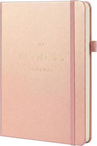 &And Per Se مجلة تمارين اللياقة البدنية للرجال والنساء، مخطط سجل التمرينات مع نظام غذائي يومي، أجهزة تتبع التمارين الرياضية والتدريب - غير مؤرخة، مقاس A5، غلاف جلدي (أسود) in Kuwait