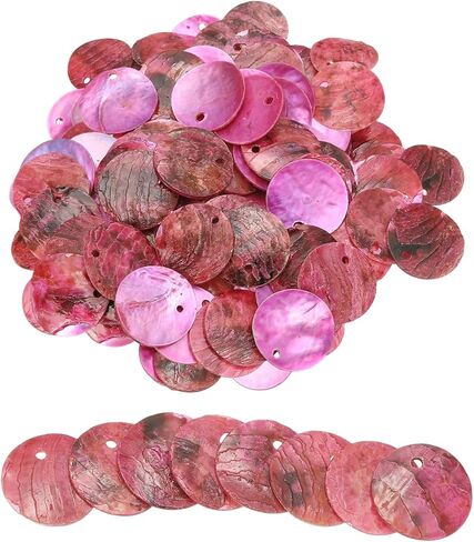 uxcell 120Pcs Mini Capiz Shells 1.5cm/0.6" Round Natural Shells with 1 Hole for Seashell Wind Chimes Curtain Shell Garland DIY Craft Wedding Home Decoration, Grass Green in Saudi Arabia