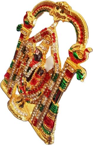 Tirupati Balaji stone studded Idol for Car Dashboard & Home Temple Multicolor Lord Venkateswara Swamy Murti with Sudarshan Chakra Decorative Religious Gift 9.5 cm in Saudi Arabia