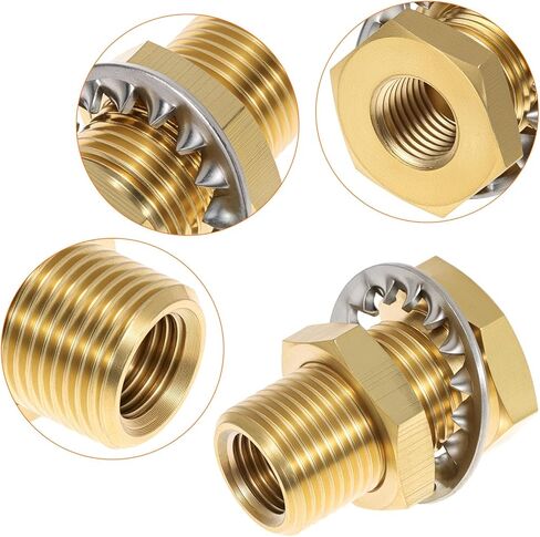 QWORK 1/4 وصلة تركيب الأنابيب النحاسية للحاجز، 4 قطع 1/4 بوصة خيط NPT، موصل خرطوم الإطار المناسب للخزان 1,200 رطل لكل بوصة مربعة in Saudi Arabia
