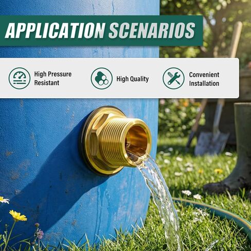 1PCS Brass Water Tank Connector, 1" NPT Female 1-1/4" NPT Male, Bulkhead Tank Adapter Fitting, with Rubber Ring, for Water Towers/Various Pipes/Fittings in Kuwait