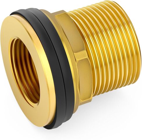 1PCS Brass Water Tank Connector, 1" NPT Female 1-1/4" NPT Male, Bulkhead Tank Adapter Fitting, with Rubber Ring, for Water Towers/Various Pipes/Fittings in Kuwait
