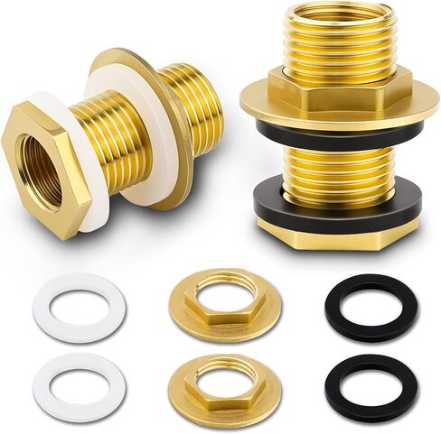 عبوتان من تركيبات الحاجز النحاسي - خيط أنثى 1/4 بوصة NPT إلى موصل حاجز ذكر 3/4 بوصة، تركيب حاجز خزان المياه 3/4 بوصة لبرميل المطر وأبراج المياه البلاستيكية ومحول خرطوم الحديقة in Kuwait