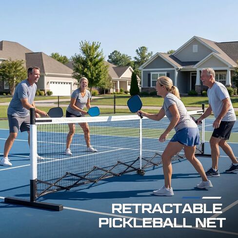 شبكة Dinkball قابلة للسحب مع عجلة بطول 22 قدمًا بحجم منتظم، شبكة Dinkball قابلة للحمل للاستخدام الداخلي والخارجي مع حقيبة حمل بإطار معدني شديد التحمل لمرآب الممرات الخلفية، تجميع مجاني in Saudi Arabia