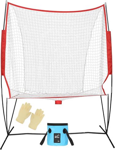 Portable Tennis & Baseball Ball Recovery System Net, 6 x 7ft Portable Polyester Mesh and Fiberglass Frame, Collapsible Pickleball Trainer for Indoor/Outdoor in Kuwait